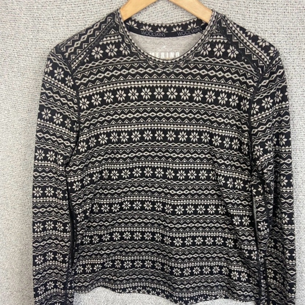 Woolskins Merino Wool Sweater Women’s L Baselayer Fair Isle Pattern Outdoor